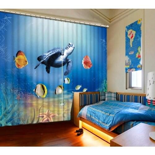 3d Curtains Blackout for Living Room Kids Bedroom Fabric ocean 3d curtain