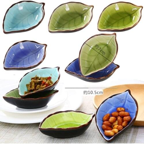 4pcs leaves design ceramic plates vinegar plates soy sauce plates seasoning plates snack plates