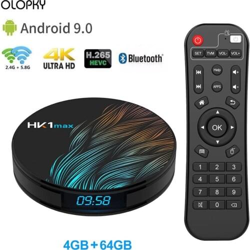 4K Smart TV BOX Android 9.0 4GB 64GB HK1 MAX TV Receiver Wifi Media player Google Assistant Fast Set top Box HK1 MAX PK H96 MAX