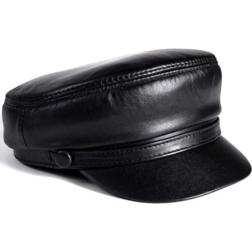 RY0101 BRAND NEW 2021 Spring/Winter Unisex 54-60 CM Balck Genuine Leather Windproof Baseball Caps Man/Woman Duckbill Gorras