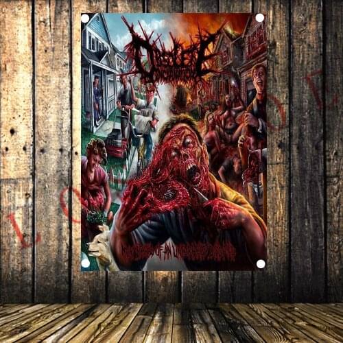 Large Music Illustrated Rock Band Posters Wall Stickers High Grade Canvas Art Four Holes Banners Flags Home Decor Scary Bloody 5