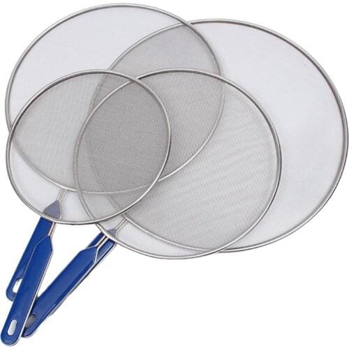 Stainless Steel Splash Screen With ABS Handle Anti-splatter Grease-proof Skillet Pan Cover Cooking Tools Explosion-proof Cover
