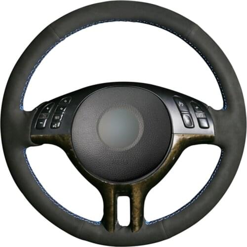 Black Suede car Steering Wheel Cover for BMW 3 Series E46 2000-2005 5 Series E39 2000-2003 E53 X5 1999-2003 Z3