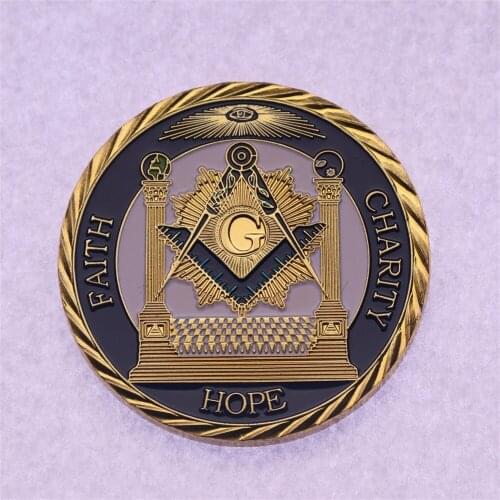 G Challenge Coin Masonic Mason Faith Hope Charity Token Metal Crafts Gift Collection