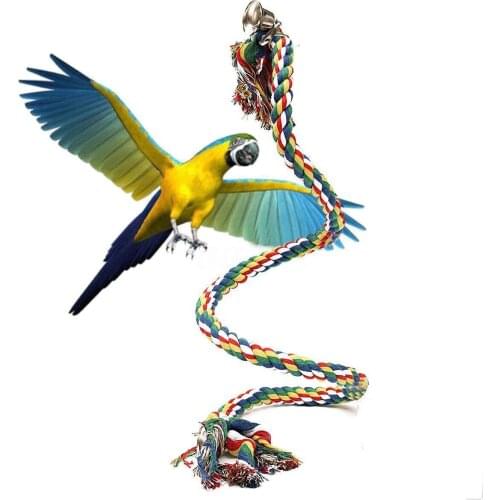 160cm Pet Bird Rope Toy with Bell Parrot Bird Cage Decoration Standing Rope for Parrot Budgie Conures Cockatiel Perch Chew Climb