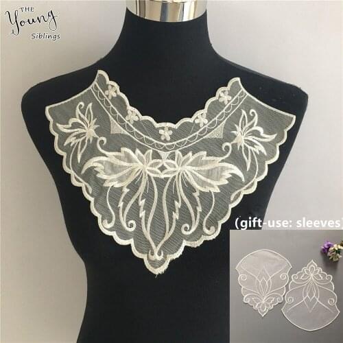 White Embroidery Organza Lace Collar Applique Sewing Lace Neckline DIY Wedding dress Accessories Scrapbooking Craft supplies