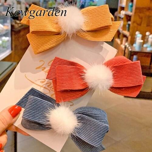 Kewgarden Childrens hair accessories Autumn and winter bow-tie hairpin baby girl headwear 4 Pcs
