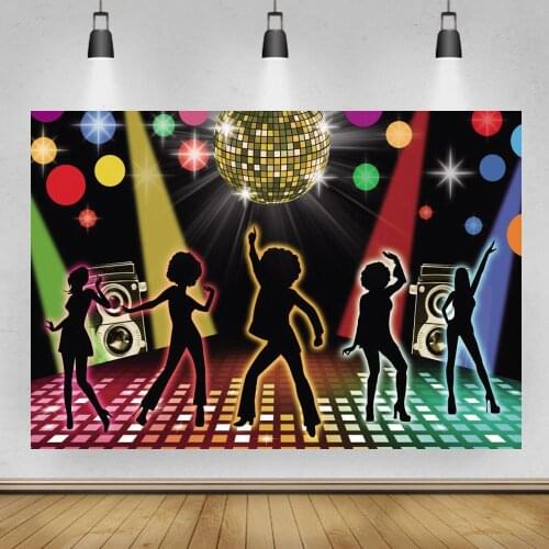Club Disco Party Backdrop Neon Retro Style Lets Dance 80s Photo Background Party Banner Decoration Photography Backdrops