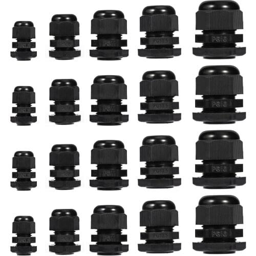 10pcs Nylon Cable Gland Kit Waterproof Ip68 Cable Gland Joints Adjustable Locknut Plastic Cable Gland Pg7 Pg9 Pg11 Pg13.5 Pg16