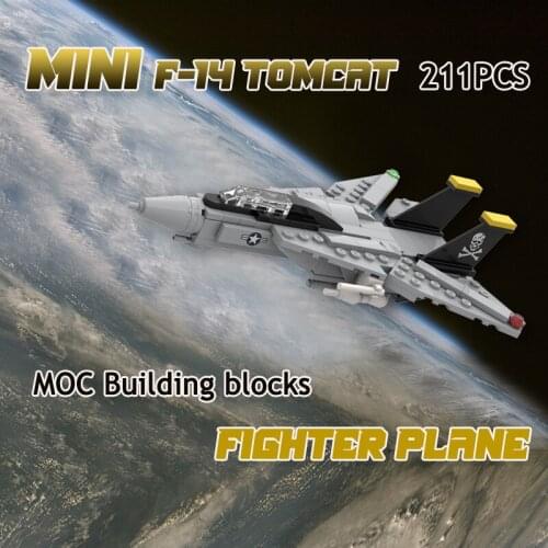 Building Blocks MOC Bricks Military Classic DIY Model Blocks Plane Mini F-14 Tomcat Fighter Plane Model Toys For Children