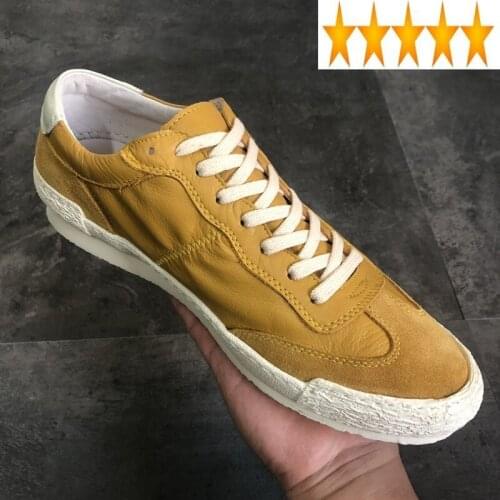 Fashion Luxury Casual Shoes Men Genuine Leather Cow Yellow Sneakers Summer Breathable Flats Hip Hop Zapatos De Hombre Mocasines