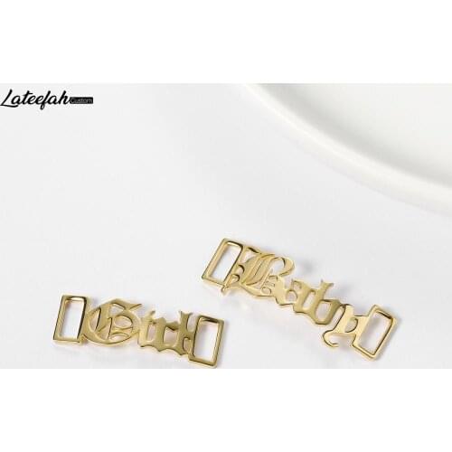 Lateefah Custom Name Shoe-buckle high quality Stainless Steel Jewelry Nameplate Buckie Gold Silvery Charm Fashion Shoe Tags
