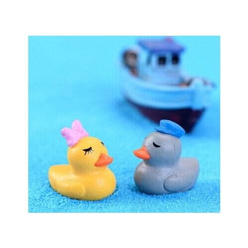 Love Duck Figures lovely decorative mini fairy garden animals statue jardin miniature Moss ornaments resin craft