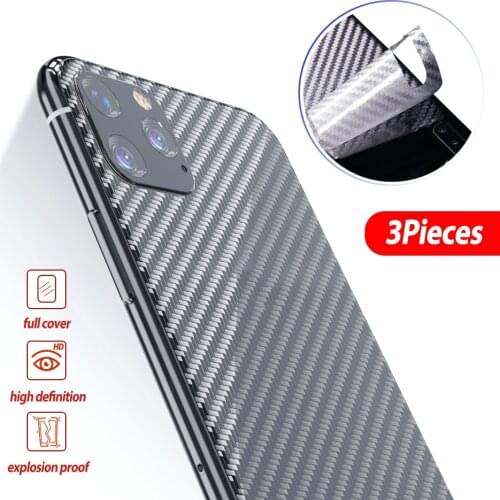 3Pcs Carbon Fiber Matte Back Film For iphone 12 Mini 11 Pro Transparent Scratch Resistant Mobile Phone Sticker For Apple 12 11