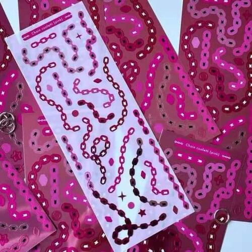 Pink Personalized Chain Laser Sticker DIY Scrapbook Idol Card Album Diary Stationery Decorative Stickers Aesthetic
