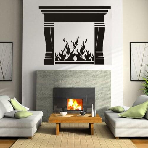 Fireplace Wall Sticker Hot Fire Home Decor Living Room Decoration Vinyl Decal Stove Design Art Mural Removable Creative Warm
