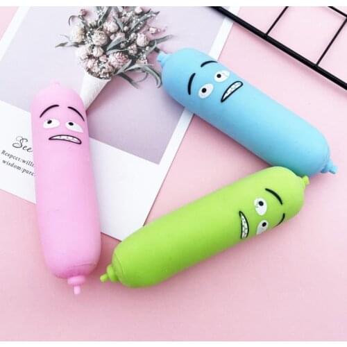 Novelty Sausage Squeezed Fidget Toy Creative Soft Plastic Colorful Decompression Tool