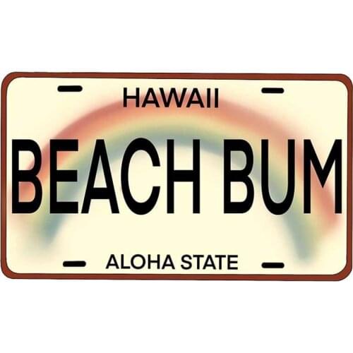 Personality Creative Design Vintage Hawaii License Aloha Trunk Car Sticker Personality Windshield Decal Refrigerator Graphics