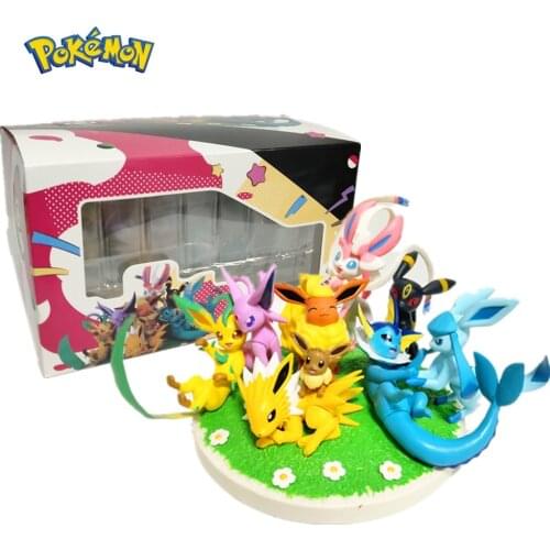 Pokemon Eevee Anime Figure Flareon Vaporeon Umbreon Pocket Monster Model Kids Doll Action Figma Toys Pikachu Xmas Gift Sylveon