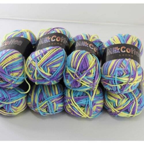 Sale 8ballsx50g Soft Cotton Baby Yarn New Hand-dyed Wool Socks Scarf Knitting purple blue yellow mixed 2075-15-8