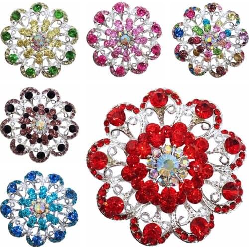 Mixed Colors 65mm Flower Rhinestone Brooches Womens Alloy Branch Brooch Pins Suits Dress Banquet Brooch High Quality Gift BRO52