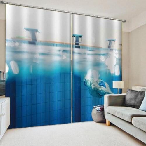 Luxury Blackout 3D Window Curtain For Living Room blue ocean curtains 3D Curtains for Living Room Window