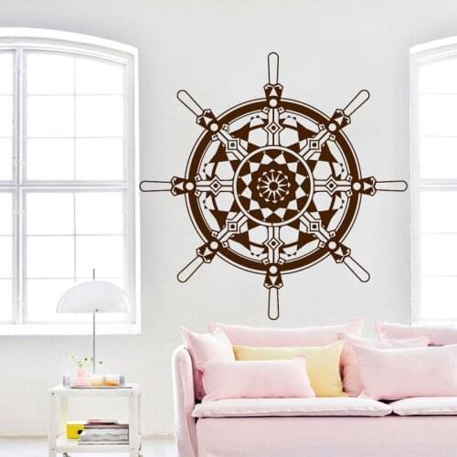 Roulette Ship Wheel Wall Sticker Nautical Marine Vinyl Decal Sailor Bedroom Living Room Wall Decoration Astrolabe Pattern Mural