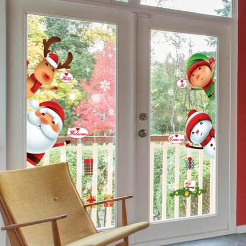 Santa Claus Merry Christmas Decor for Home 2020 Window Sticker Christmas Ornaments Garland New Year 2021 Noel Navidad Gift Xmas2