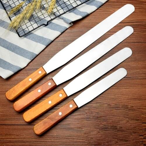 Stainless Steel Spatula with Wood Handle Fondant Cake Cream Frosting Knife Smoother Pastry Kitchen Cake Decorating Tools
