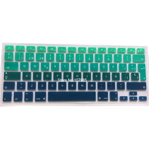Silicone EU/UK Spanish Gradient Black Colors Keyboard Cover Stickers Protector for MacBook A1278 A1425 A1369 A1466 A1398 A1286