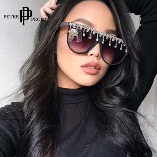 Brand Designer Diamonds Sunglasses For Women Oversize Gradient Glasses Frame Steampunk Sunglasses Unisex Shades UV400 Oculos