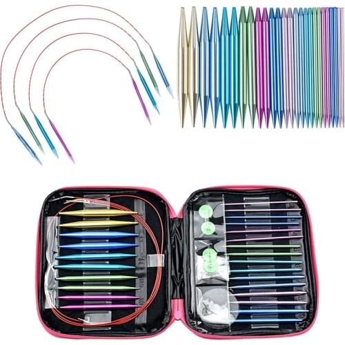Nonvor Circular Knitting Stainless Steel Needles Set Long Cables Full Sizes Interchangeable Knitting Needle Double Needles