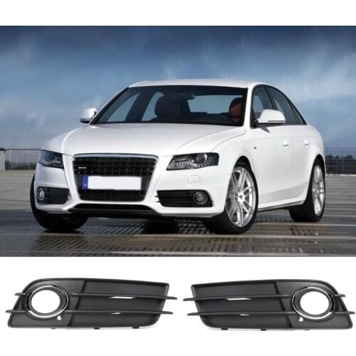 VODOOL 2Pcs Car Styling Front Bumper Fog Light Grill Cover Chrome Black Ring Auto Exterior Grille For Audi A4 S4 Sport 2009-2012