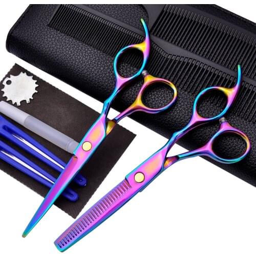 2pcs Japan 440c Hair Scissors for Hairdressers Barber Shop Supplies Titanium Professional Hairdressing Scissors for Cutting Hair