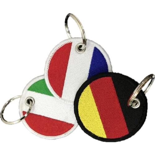 Customized key chain, embroidered flag round personality key chain patriotic military officer tell me your flag