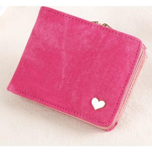 Women Small Clutch Wallet MultiFunction Change Purses Heart Decoration Big Capacity Wallets Cute Card Holder Money Bag