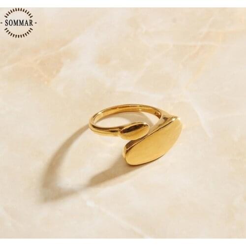 SOMMAR Hot New Fashion Gold color size 7 8 Perfume women finger Ring Geometric ins opal summer jewelry