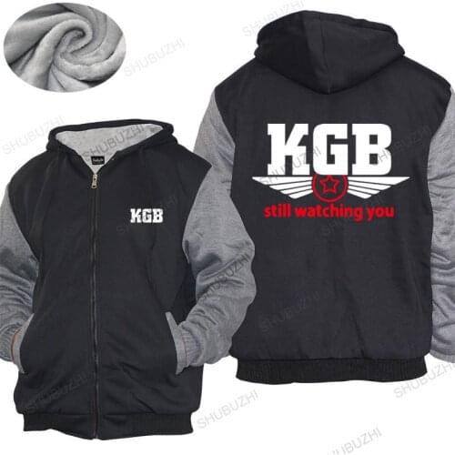 Winter mens warm coat KGB thick hoody RUSSIA FUN CCCP ZSRR Mens unisex thick hoody teenagers cool tops drop shipping