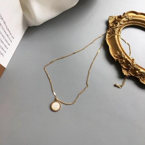 Gold Color Round Necklace For Women Zircon Charm Chain Pendant Necklaces Jewelry Gifts
