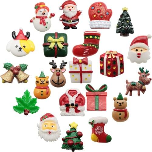 10pcs Christmas Acrylic Santa 3D Resin Flatback Planar Resin for Handmade Hair Bows Jewelry Earrings Accessories,10Yc20454