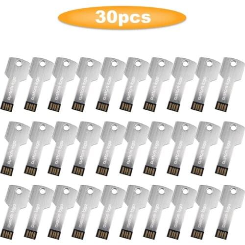 30pcs/lot Pendrive USB Flash Drive 32GB memoria usb 16GB Free logo Metal Pen Drive 64GB 128GB USB Stick Flash Drive For wedding