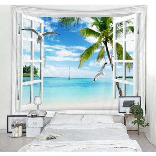 3d digital printing sea view wall tapestry bohemia wall tapestry mandala wall hanging living room dormitory decoration