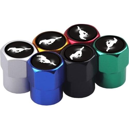 4PCS Car Tires Wheel Valve Cap Dust Cover Auto Styling Stickers for Ford Wolf ST Racing GT Shelby Mustang Kuga Accessories