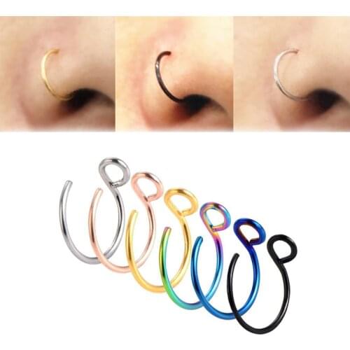 6/12Pcs Lots 6 Colors Fake Nose Ring Clip On Nose Ring Faux Nose Ring Fake Piercings Tragus Earrings Simple Nose Ring Jewelry
