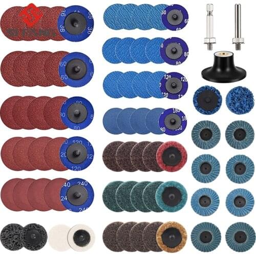 75Pcs 50mm 2 Inch Roloc Sanding Discs Roll Lock Surface Sanding Discs Pad Polishing Sandpaper Quick Change Disc For Rotary Tool
