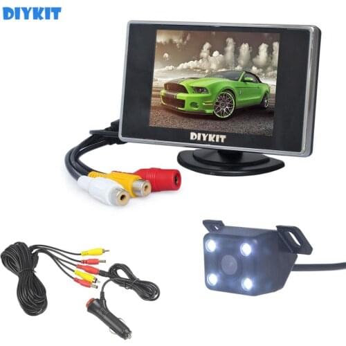 DIYKIT 3.5" Car Monitor Reverse Rear View Backup Camera Auto Parking Assistance Waterproof Night Vision Parking System