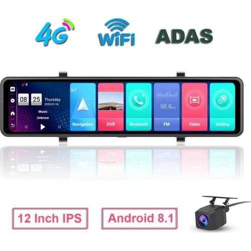 2020 12 inch Full Screen Touch IPS 4G Car Dash Cam Rear View Android 8.1 Mirror car DVR RAM2GB ROM32GB WiFi GPS Navi Bluetooth