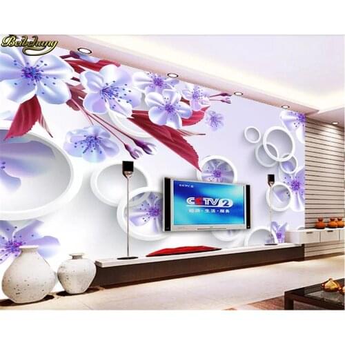 Beibehang Custom wallpaper mural dreamy purple peach 3D stereo circle TV background wall papers home decor papel de parede