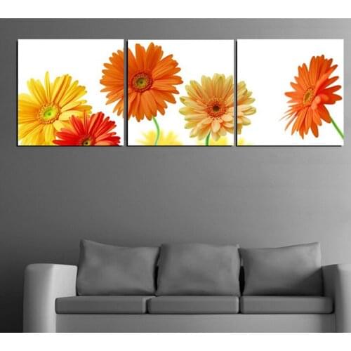 Free Shipping Canvas Painting 3 Piece Art Picture Daisies flower Painting Home Decor On Canvas Modern Painting F-035