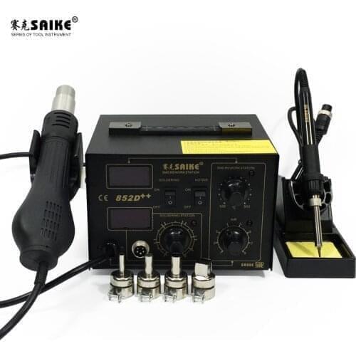 SAIKE 852D++ SMD Rework Station Hot Air Gun Soldering Station Heat Gun 2 In 1 BGA Soldering Rework Station